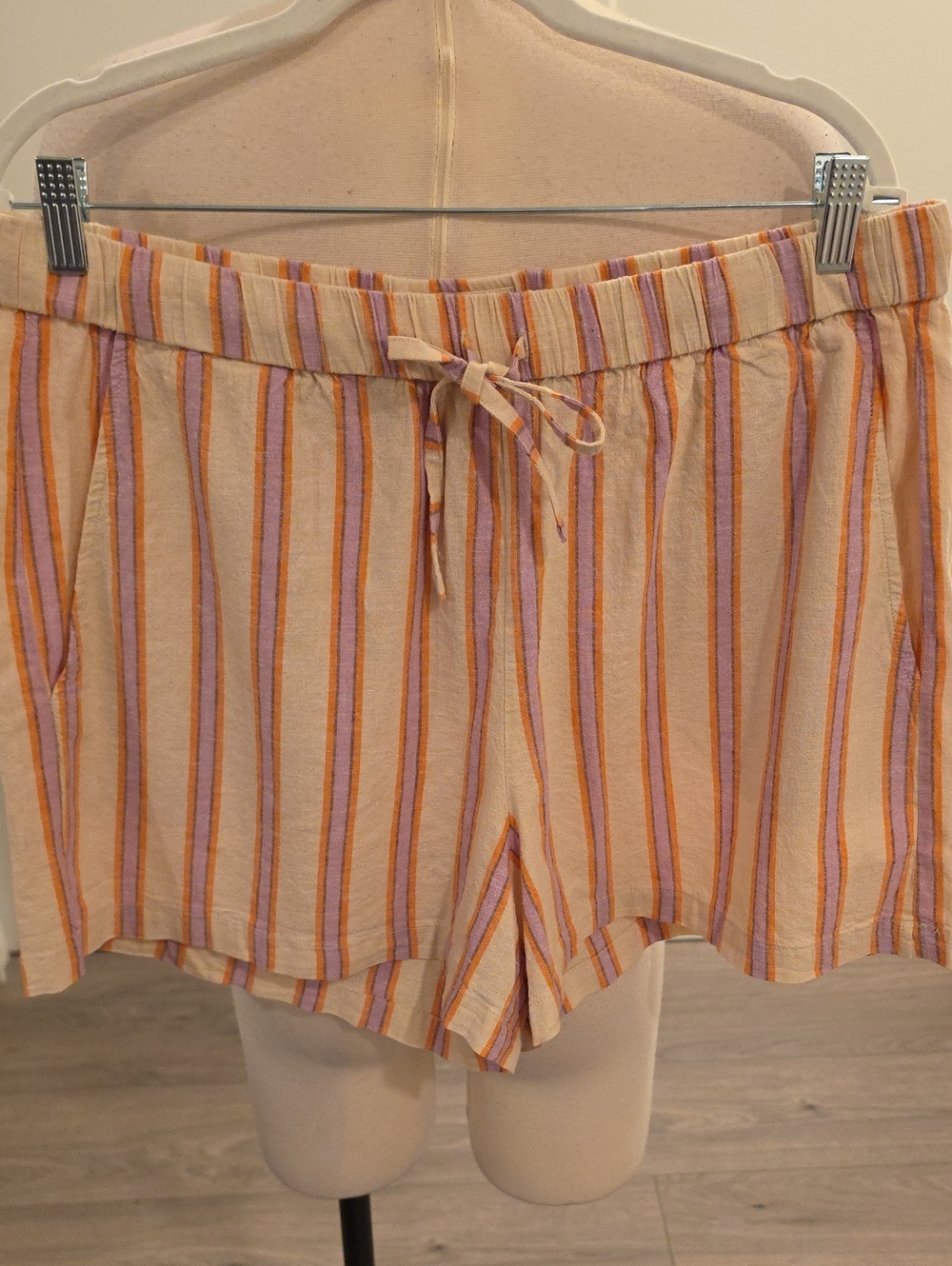 Marine Layer women’s Peach Shorts with Lavender & Orange Stripes size XL NWTS